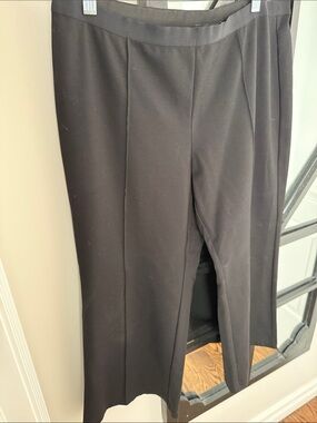 Lafayette 148 Stretch Black Pull-On Dress Pants Elastic Waist Work Trousers XL
